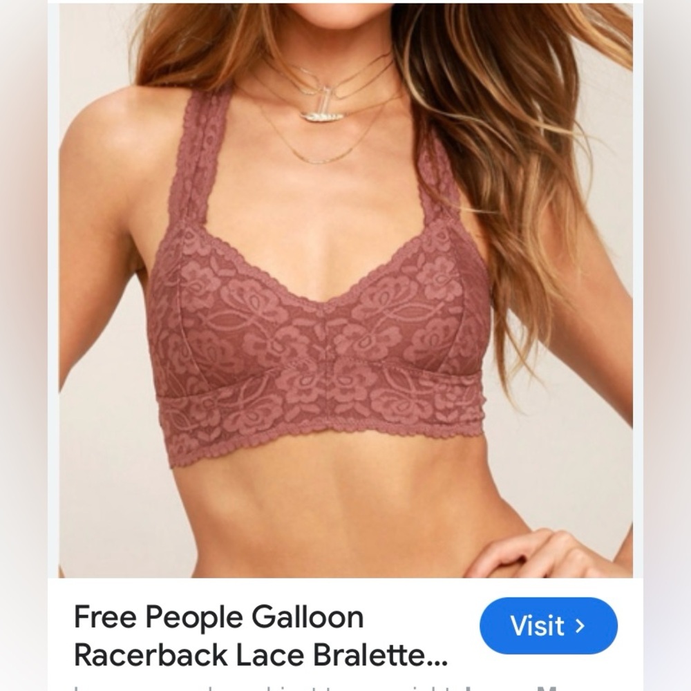 FREE PEOPLE INTIMATELY Racerback Bralette Lace Bralette WOMENS 
SIZE L - Picture 9 of 9
